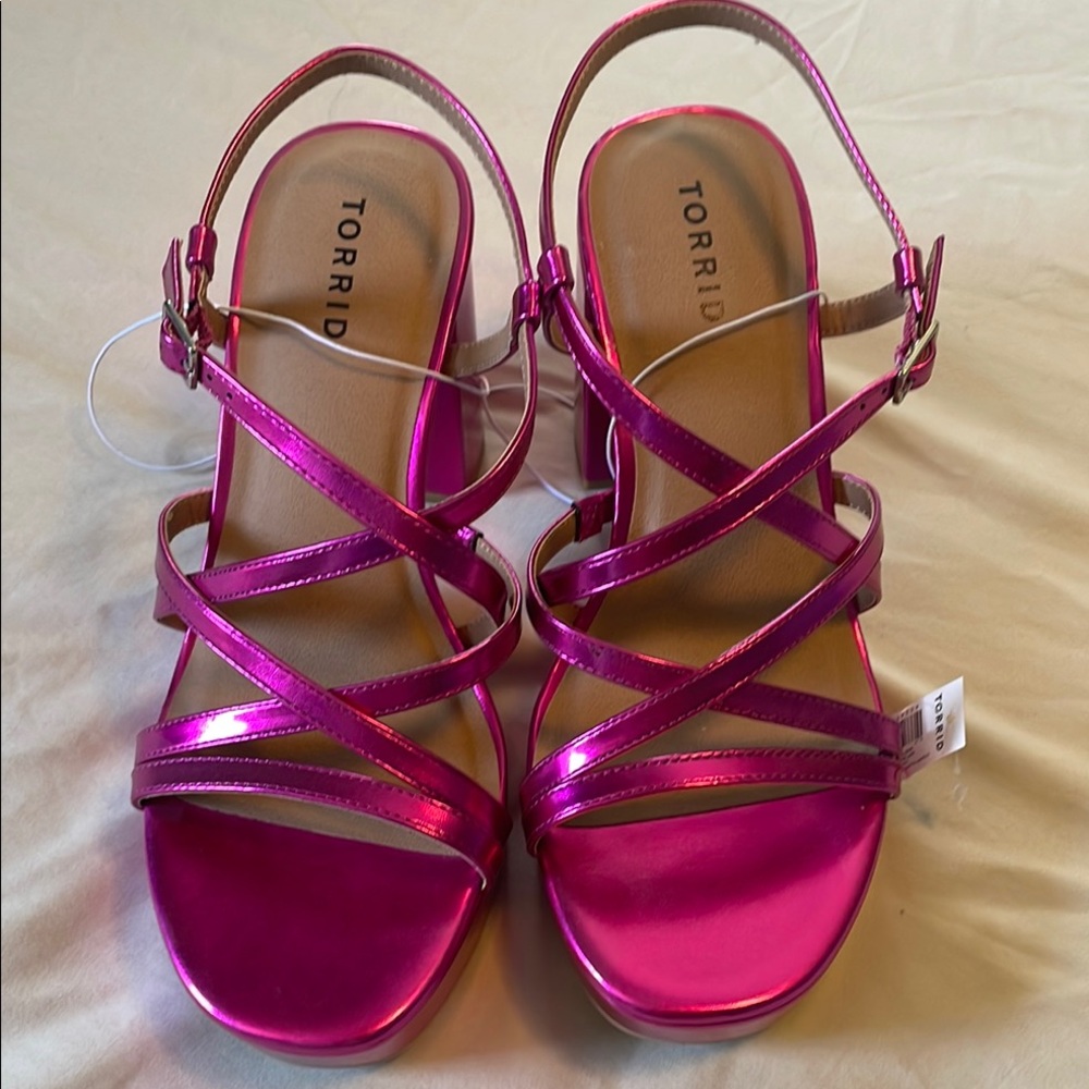 Torrid Pink Metallic Strappy Sandals